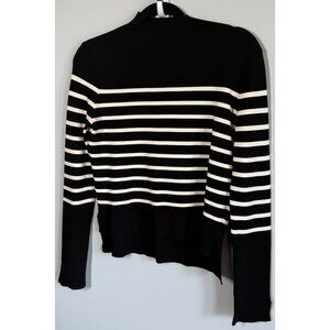 Zara Knit Women Striped Sweater Medium Mockneck Corpcore Preppy Academia Casual